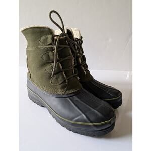 BASS Tahoe Sherpa Lined Duck Boots 3993-316 Olive‎ Green Women's 10M